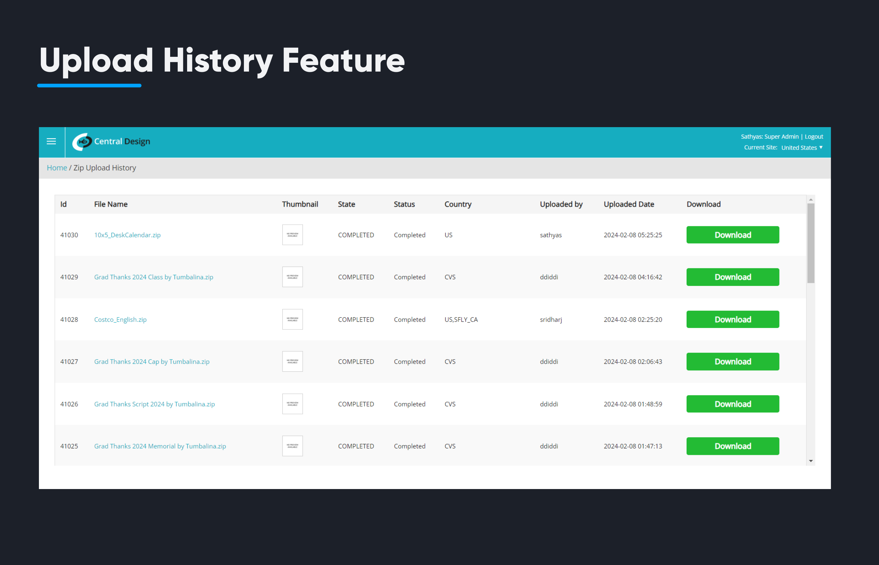 Upload History